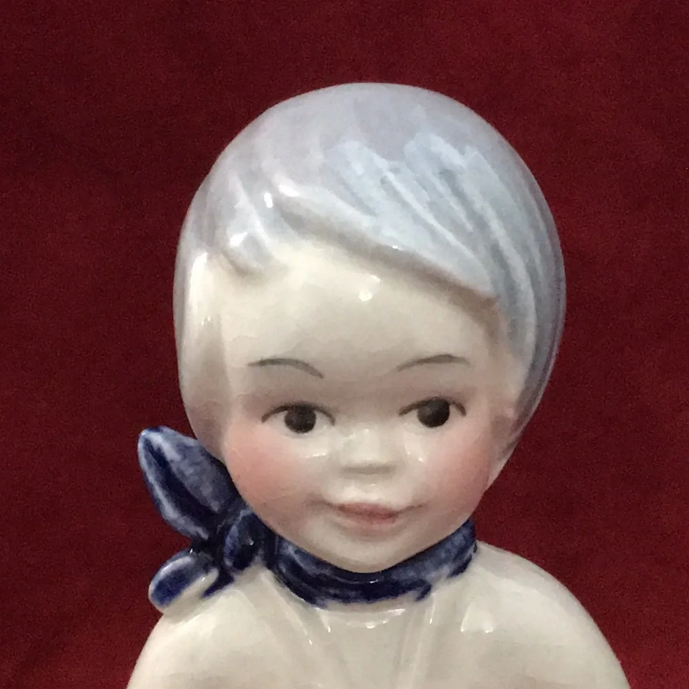 Goebel Ceramic Child Holding Flower in Right Hand Candleholder